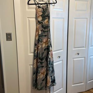 Tropical women’s maxi dress with tie up back.